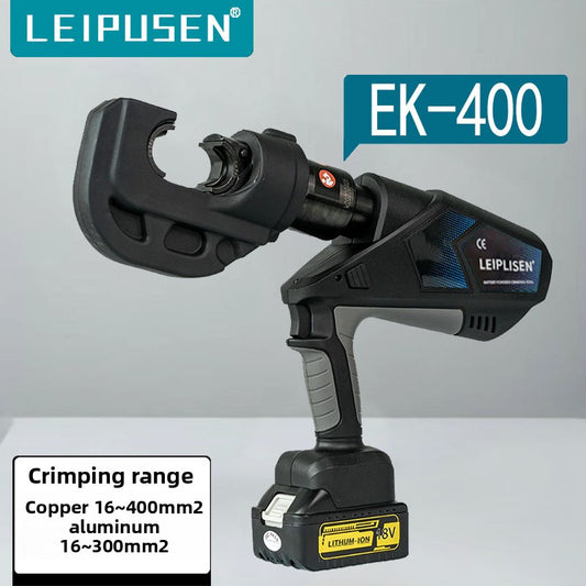 Cordless Hydraulic Crimping Tool / Cable Crimper (Model EK-400) — 16mm²–400mm² Range, 12T Pressure, Includes 2 Batteries